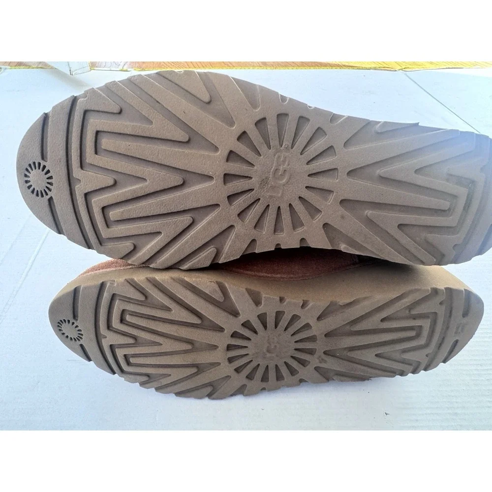 Ugg  Boots Womens Size 9 Brown Suede Sheepskin Wedge Casual Shoes